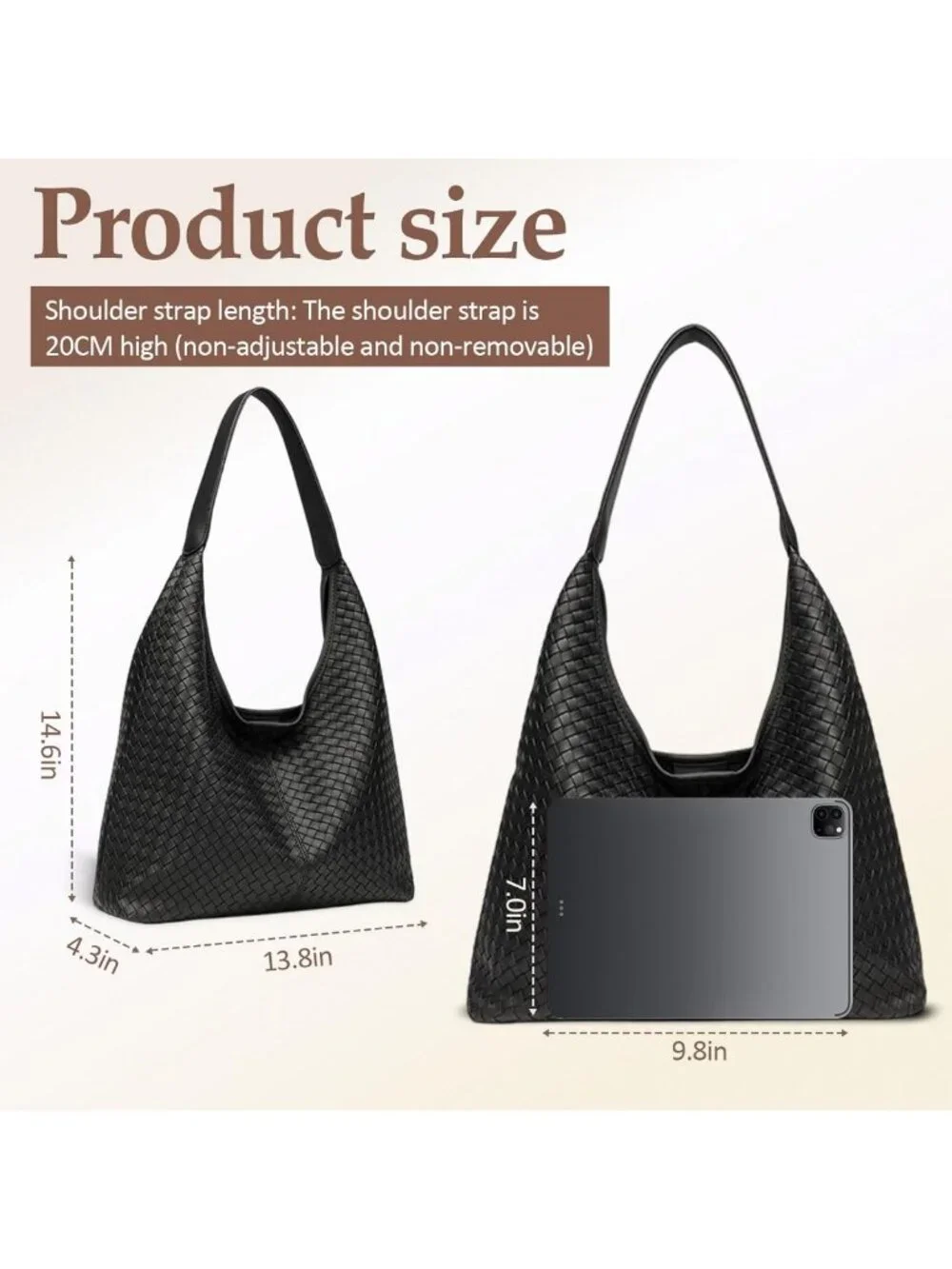 Chic Woven Vegan Leather Hobo Tote Bag | Large Slouchy Purse with Magnetic